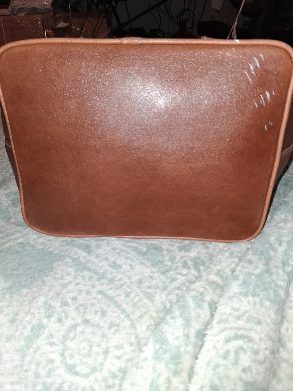 Canvas & Brown Faux Leather Tote with Vintage Toile Print